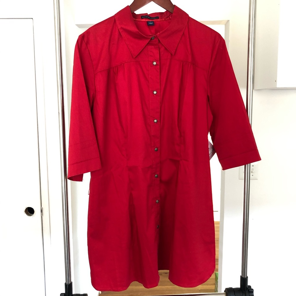 NWT Bandolinoblu red button up shirt dress size L